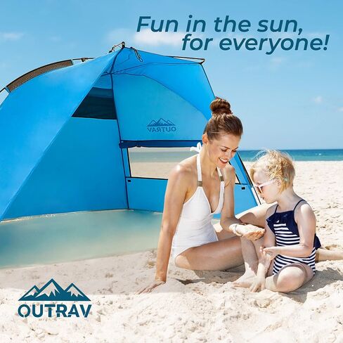 Outrav Pop Up Beach Tent - Quick and Easy Set Up, Family Size, Portable Sun and Water Shelter and Shade Canopy - for Fishing, Camping, Hiking and Outdoor Activities (Green) in Saudi Arabia