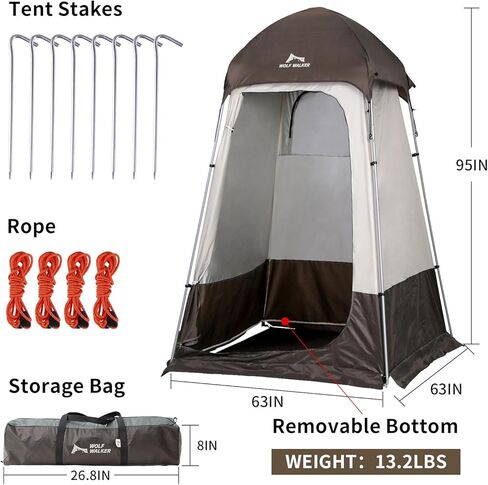 WOLF WALKER Portable Foldable Outdoor Shower Tent, 95 x 63 x 63 Inches, Ideal for Camping, Hiking, Beach, Privacy and Ventilation in Kuwait