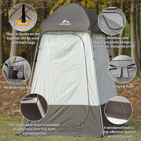 WOLF WALKER Portable Foldable Outdoor Shower Tent, 95 x 63 x 63 Inches, Ideal for Camping, Hiking, Beach, Privacy and Ventilation in Kuwait
