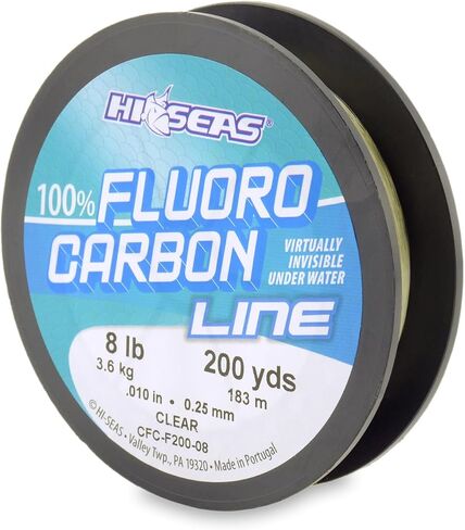 Hi-Seas 100% Fluorocarbon Fishing Line Clear - Strong & Tough Fishing Leader Line, Sinks Faster Than Monofilament Fishing Line. Available in 6lb, 8lb, 10lb, 12lb, 15lb, 20lb, 25lb Test in Saudi Arabia