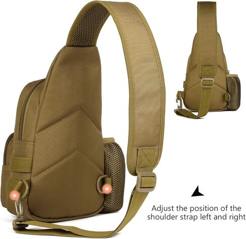 حقيبة واقية بالإضافة إلى حقيبة حبال تكتيكية عسكرية MOLLE Crossbody Pack حقيبة ظهر على الكتف مع حامل زجاجة مياه وحقيبة EDC لحفاضات الدراجات النارية وحقيبة نهارية (تشمل التصحيح)، بني in Kuwait