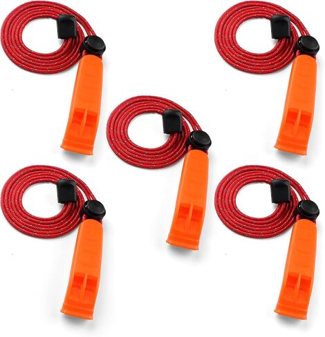 صفارات الطوارئ مع الحبل، صافرة السلامة مع الحبل، مناسبة لسترة نجاة الكاياك، القوارب، قارب الصيد، التخييم، المشي لمسافات طويلة، الصيد، الإنقاذ، إشارة إنقاذ الأطفال (2، 5 عبوات) in Kuwait