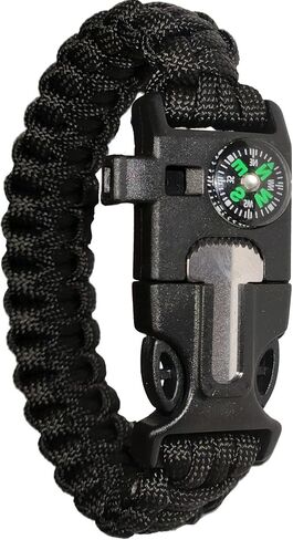سوار Survival Paracord 5 في 1 - بوصلة - مشعل نار ومكشطة - صافرة أمان - معدات احتياطية مثالية للمشي لمسافات طويلة والتخييم وصيد الأسماك وصيد الكشافة ومعدات الكشافة in Saudi Arabia