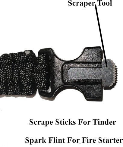 سوار Survival Paracord 5 في 1 - بوصلة - مشعل نار ومكشطة - صافرة أمان - معدات احتياطية مثالية للمشي لمسافات طويلة والتخييم وصيد الأسماك وصيد الكشافة ومعدات الكشافة in Saudi Arabia