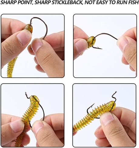 50pcs Fishing Hooks for Freshwater Saltwater, EWG Offset Wide Gap Worm Hooks Circle Hooks for Bass Fishing, 5 Sizes High Carbon Steel Fish Hooks 1# 2# 1/0 2/0 3/0, Fish Gear Equipment Supplies in Saudi Arabia
