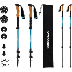 عصا التزلج Retro spec Solstice Trekking and Ski poles للرجال والنساء - من الألومنيوم مع مقبض فلين - قابلة للتعديل وقابلة للطي خفيفة الوزن، عصا المشي والتزلج والمشي in Kuwait