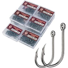 QualyQualy 500-1000PCS Freshwater Saltwater Fishing Hooks Set 6#-15# /3#-12# Assorted Small Lure Hooks Carbon Steel FishHooks w/Plastic Box