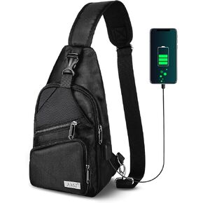 AMJ Crossbody Sling Bag Men, Casual Shoulder Backpack, Chest Daypack Satchel for Hiking Travel