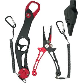 EDSTAR Fishing Pliers,Fish Lip Grippers with Missing Rope,Braid Scissors, Fishing Tools Set, Fishing Gifts for Men
