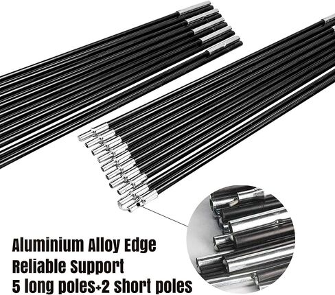 Tent Pole Replacement for 4 Bike Tents, Tent Rod Repair Kit for Storage Tent, Pre-Assembled Tent Poles(2 Long and 5 Short Poles) Black in Kuwait