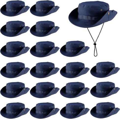 20 قطعة قبعة Boonie السائبة واسعة حافة Boonie قبعة سفاري القبعات Boonie قبعة الشمس للمشي لمسافات طويلة التخييم الصيد مع حزام قابل للتعديل in Kuwait