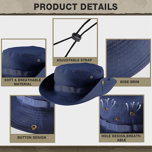 20 قطعة قبعة Boonie السائبة واسعة حافة Boonie قبعة سفاري القبعات Boonie قبعة الشمس للمشي لمسافات طويلة التخييم الصيد مع حزام قابل للتعديل in Kuwait