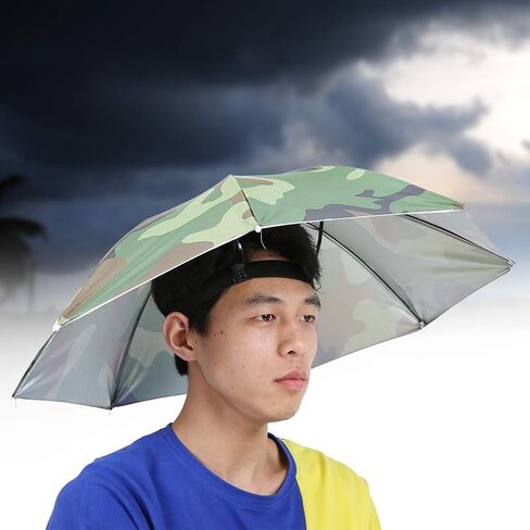 NDNCZDHC Umbrella Hat, Adjustable Hands Free Foldable UV Protection Umbrella Cap for Fishing, Golf, Camping, Beach, Gardening and Sunshade Outdoor in Saudi Arabia