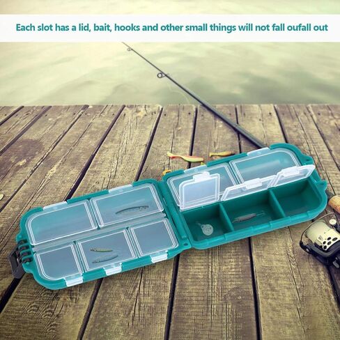 صندوق طُعم VGEBY، صندوق تخزين طُعم الصيد مع 10 فتحات وحامل خطافات وحقيبة تخزين ملحقة in Kuwait