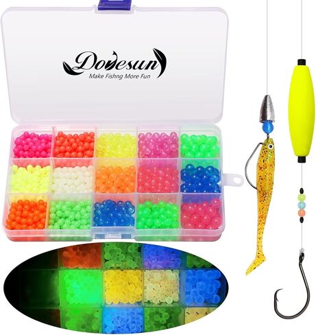 Dovesun Fishing Beads Fishing Line Beads Glow in Dark Fishing Beads for Saltwater 1035pcs/600pcs/250pcs/120pcs Colorful Beads for Fishing Rigs Fishing Bait Eggs in Kuwait