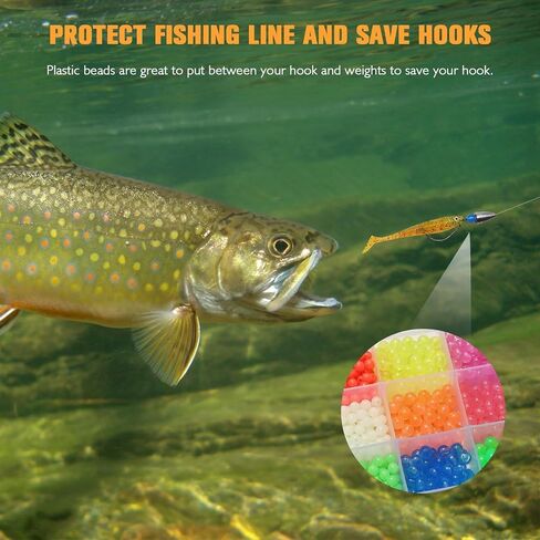 Dovesun Fishing Beads Fishing Line Beads Glow in Dark Fishing Beads for Saltwater 1035pcs/600pcs/250pcs/120pcs Colorful Beads for Fishing Rigs Fishing Bait Eggs in Kuwait