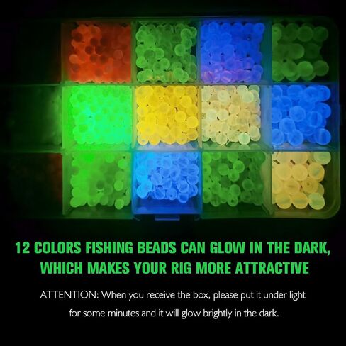 Dovesun Fishing Beads Fishing Line Beads Glow in Dark Fishing Beads for Saltwater 1035pcs/600pcs/250pcs/120pcs Colorful Beads for Fishing Rigs Fishing Bait Eggs in Kuwait