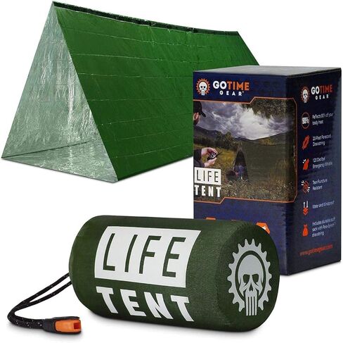 Go Time Gear - Life Bivy Emergency Sleeping Bag Thermal Bivvy and Life Tent Emergency Survival Shelter - Emergency Sleeping Bags and Survival Tent - Emergency Bag Bundle (Green) in Saudi Arabia