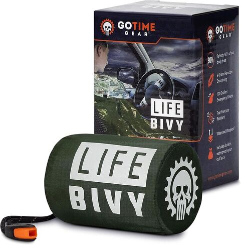 Go Time Gear - Life Bivy Emergency Sleeping Bag Thermal Bivvy and Life Tent Emergency Survival Shelter - Emergency Sleeping Bags and Survival Tent - Emergency Bag Bundle (Green) in Saudi Arabia
