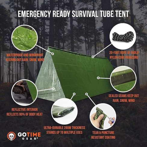 Go Time Gear - Life Bivy Emergency Sleeping Bag Thermal Bivvy and Life Tent Emergency Survival Shelter - Emergency Sleeping Bags and Survival Tent - Emergency Bag Bundle (Green) in Saudi Arabia