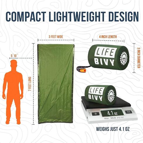 Go Time Gear - Life Bivy Emergency Sleeping Bag Thermal Bivvy and Life Tent Emergency Survival Shelter - Emergency Sleeping Bags and Survival Tent - Emergency Bag Bundle (Green) in Saudi Arabia