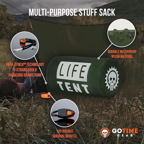 Go Time Gear - Life Bivy Emergency Sleeping Bag Thermal Bivvy and Life Tent Emergency Survival Shelter - Emergency Sleeping Bags and Survival Tent - Emergency Bag Bundle (Green) in Saudi Arabia
