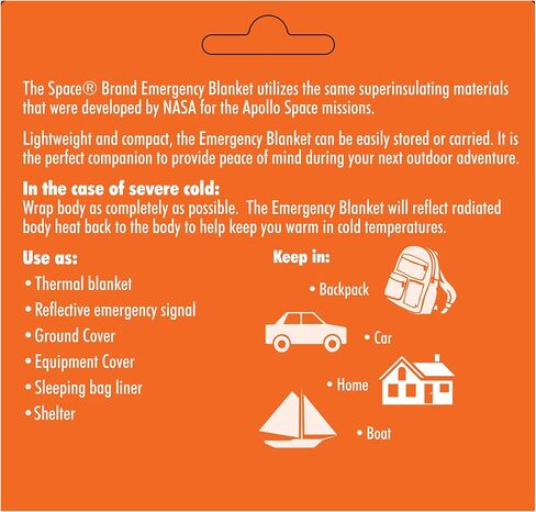 Grabber Outdoors بطانية النجاة في حالات الطوارئ ذات العلامة التجارية الأصلية للفضاء، فضي، 3 أونصة. 56 بوصة × 84 بوصة in Kuwait