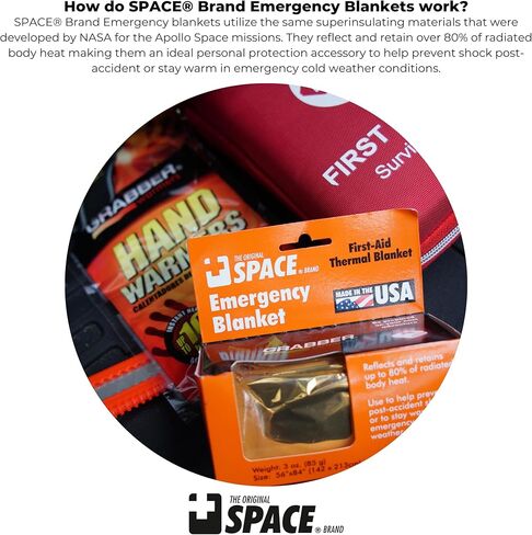 Grabber Outdoors بطانية النجاة في حالات الطوارئ ذات العلامة التجارية الأصلية للفضاء، فضي، 3 أونصة. 56 بوصة × 84 بوصة in Kuwait