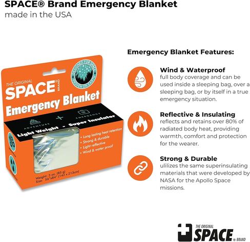 Grabber Outdoors بطانية النجاة في حالات الطوارئ ذات العلامة التجارية الأصلية للفضاء، فضي، 3 أونصة. 56 بوصة × 84 بوصة in Kuwait