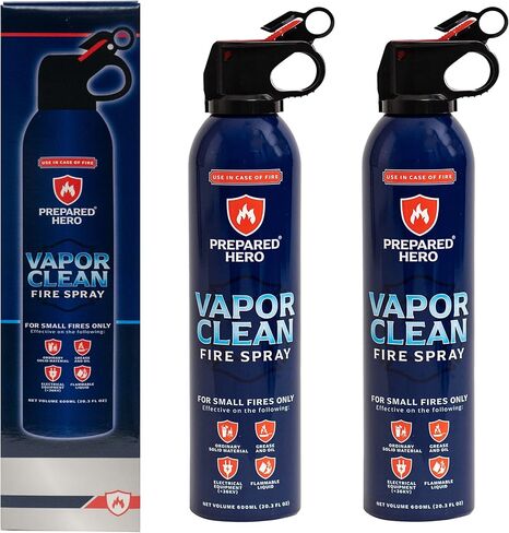 بطانية حريق الطوارئ المجهزة من Hero + بخاخ حريق Vapor Clean، عبوتين - طفاية للمنزل والمطبخ والمركبات والتخييم in Kuwait