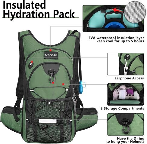 NONSAR Hydration Backpack, Hiking Backpack with 3L Water Bladder, Insulated Water Backpack for Women, Men, Kids, Keep Liquids Cool Up to 5 Hours, Daypack for Hiking, Running, Climbing, Cycling in Kuwait