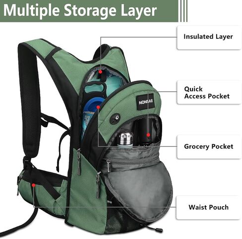 NONSAR Hydration Backpack, Hiking Backpack with 3L Water Bladder, Insulated Water Backpack for Women, Men, Kids, Keep Liquids Cool Up to 5 Hours, Daypack for Hiking, Running, Climbing, Cycling in Kuwait