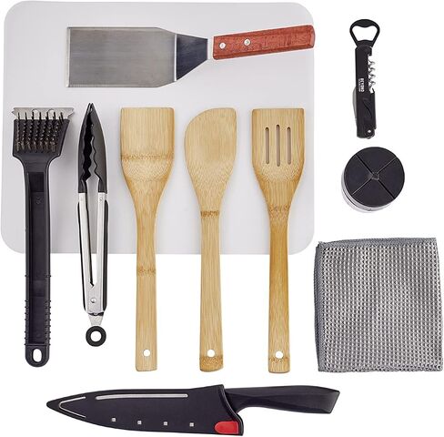 Camp Kitchen Organizer and Utensil Kit - Set of 14 - Travel Organizer - Grill Accessories - Portable Camping Gear in Saudi Arabia