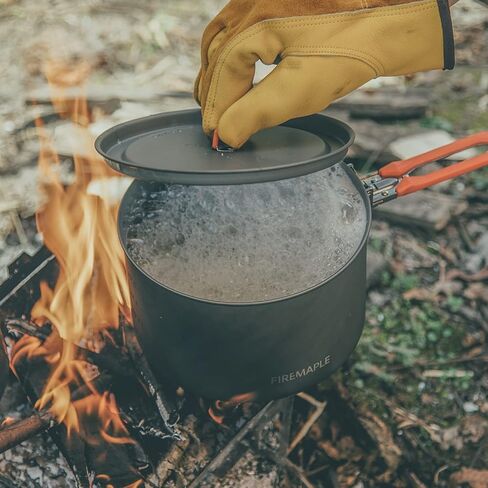 Fire-Maple Feast Outdoor Camping Cookware, Pot and Pan Set Stackable Kit | Hard-anodized Aluminum, Stackable Storage, PFOA-free, Pot+Frypan+Kettle, Ideal for Group in Kuwait