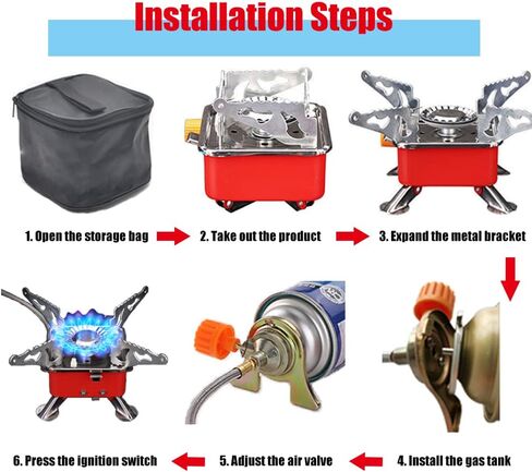 موقد تخييم مربع صغير، قابل للطي، مقاوم للرياح، إشعال بيزو، يستخدم مع خزان غاز البوتان، مثالي جدًا لحقائب الظهر في الهواء الطلق، والنزهات، والمشي لمسافات طويلة، والتخييم في مناسبات أخرى (واجهة مشبك) in Saudi Arabia