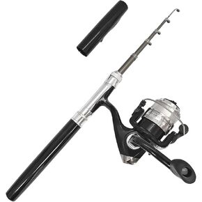Portable Pocket Telescopic 38inch Mini Pen Fishing Rod Spinning Reel Combos Pen Folded Fishing Pole Spinning Wheel Gift for River, Lake, Reservoir, Ice Fishing and So On