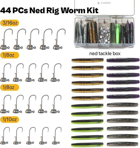 Ned Rig Baits Kit,TRD Soft Plastic Worms or Crawfish for Bass Fishing in Kuwait