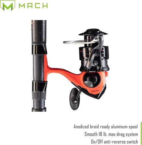 Lew's Cat Smash Spinning Reel and Fishing Rod Combo, 7-Foot 2-Inch 1-Piece IM6 Graphite Fishing Rod, Right or Left-Hand Retrieve, Red in Saudi Arabia