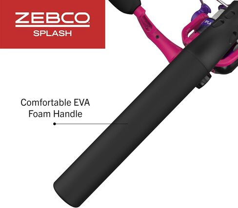 Zebco Splash Junior Spinning Reel and Fishing Rod Combo, 4-Foot 2-Piece Fishing Pole, Size 10 Reel, Changeable Right- or Left-Hand Retrieve, Pre-Spooled with 6-Pound Zebco Line, Pink in Saudi Arabia