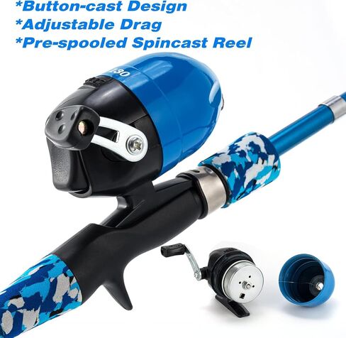 Alwonder Kids Fishing Pole 5.9FT Portable Telescopic Fishing Rod and Reel Combo Kit with Spincast Fishing Reel Tackle Box, Fishing Net, Folding Bucket for Boys, Girls and Youth in Saudi Arabia