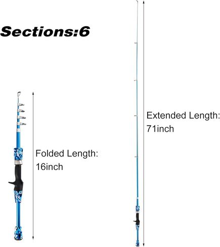 Alwonder Kids Fishing Pole 5.9FT Portable Telescopic Fishing Rod and Reel Combo Kit with Spincast Fishing Reel Tackle Box, Fishing Net, Folding Bucket for Boys, Girls and Youth in Saudi Arabia