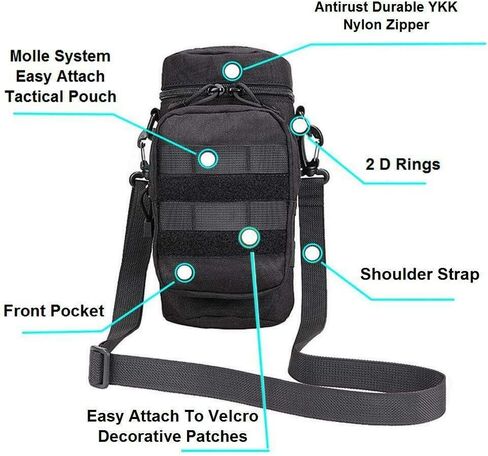 حقيبة زجاجة مياه JASLIT، حامل زجاجات 1000D نايلون تكتيكية عسكرية MOLLE H2O حاملة للزجاجات، حزام كتف قابل للفصل لحقيبة الظهر والتخييم والسفر والأنشطة الخارجية in Kuwait