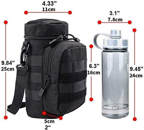 حقيبة زجاجة مياه JASLIT، حامل زجاجات 1000D نايلون تكتيكية عسكرية MOLLE H2O حاملة للزجاجات، حزام كتف قابل للفصل لحقيبة الظهر والتخييم والسفر والأنشطة الخارجية in Kuwait