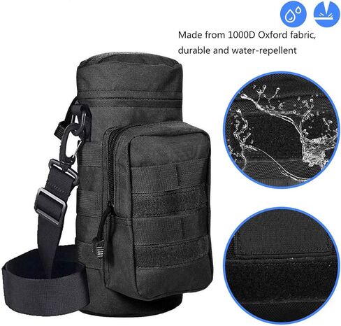حقيبة زجاجة مياه JASLIT، حامل زجاجات 1000D نايلون تكتيكية عسكرية MOLLE H2O حاملة للزجاجات، حزام كتف قابل للفصل لحقيبة الظهر والتخييم والسفر والأنشطة الخارجية in Kuwait