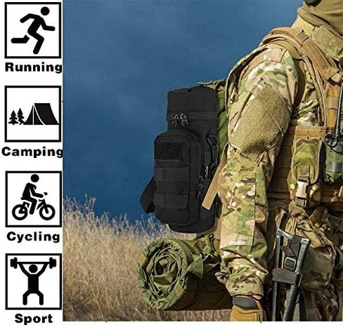 حقيبة زجاجة مياه JASLIT، حامل زجاجات 1000D نايلون تكتيكية عسكرية MOLLE H2O حاملة للزجاجات، حزام كتف قابل للفصل لحقيبة الظهر والتخييم والسفر والأنشطة الخارجية in Kuwait