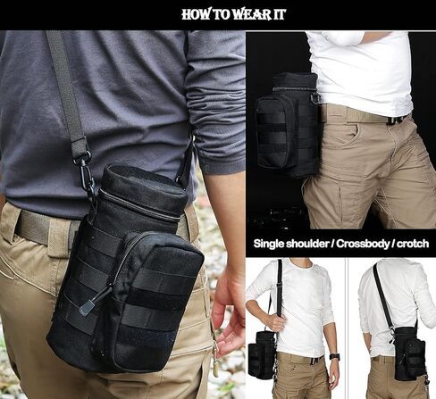 حقيبة زجاجة مياه JASLIT، حامل زجاجات 1000D نايلون تكتيكية عسكرية MOLLE H2O حاملة للزجاجات، حزام كتف قابل للفصل لحقيبة الظهر والتخييم والسفر والأنشطة الخارجية in Kuwait