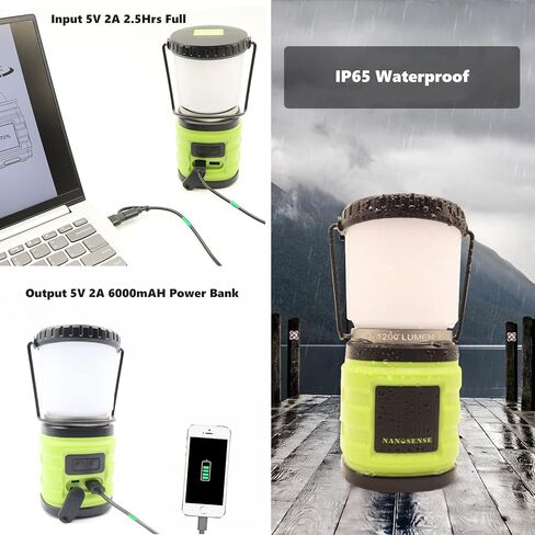 LED Camping Lantern Rechargeable,1200LM,4 Light Modes,Stepless dimming,6000mAh Power Bank with Display,Overcurrent Protection,IP65 Waterproof,Perfect for Hiking,Home and More,USB Type C Cable Included in Saudi Arabia