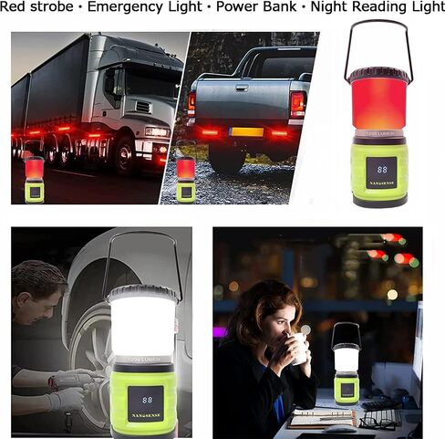 LED Camping Lantern Rechargeable,1200LM,4 Light Modes,Stepless dimming,6000mAh Power Bank with Display,Overcurrent Protection,IP65 Waterproof,Perfect for Hiking,Home and More,USB Type C Cable Included in Saudi Arabia