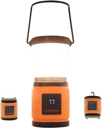 LED Camping Lantern Rechargeable,1200LM,4 Light Modes,Stepless dimming,6000mAh Power Bank with Display,Overcurrent Protection,IP65 Waterproof,Perfect for Hiking,Home and More,USB Type C Cable Included in Saudi Arabia