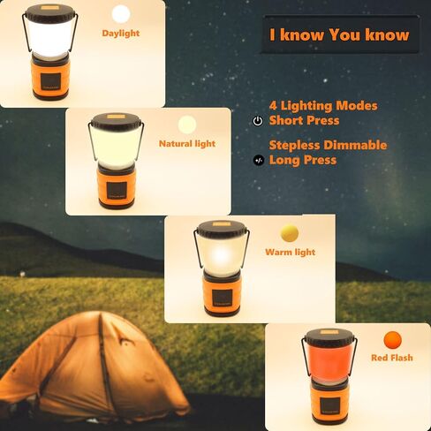 LED Camping Lantern Rechargeable,1200LM,4 Light Modes,Stepless dimming,6000mAh Power Bank with Display,Overcurrent Protection,IP65 Waterproof,Perfect for Hiking,Home and More,USB Type C Cable Included in Saudi Arabia